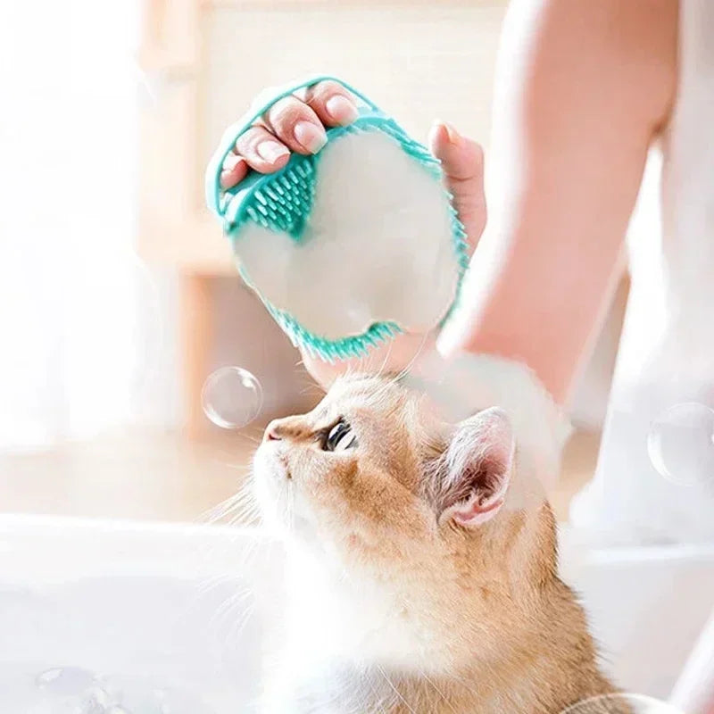 Pet Bathing Brush – Soft Silicone Massager for Dog & Cat Cleaning & Grooming - Pawsitive Cuddles
