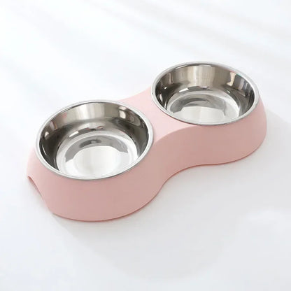 Stainless Steel Double Pet Bowl – Food & Water Dish - Pawsitive Cuddles