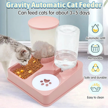 "2-in-1 Automatic Cat Feeder & Water Dispenser – Gravity Food & Waterer"