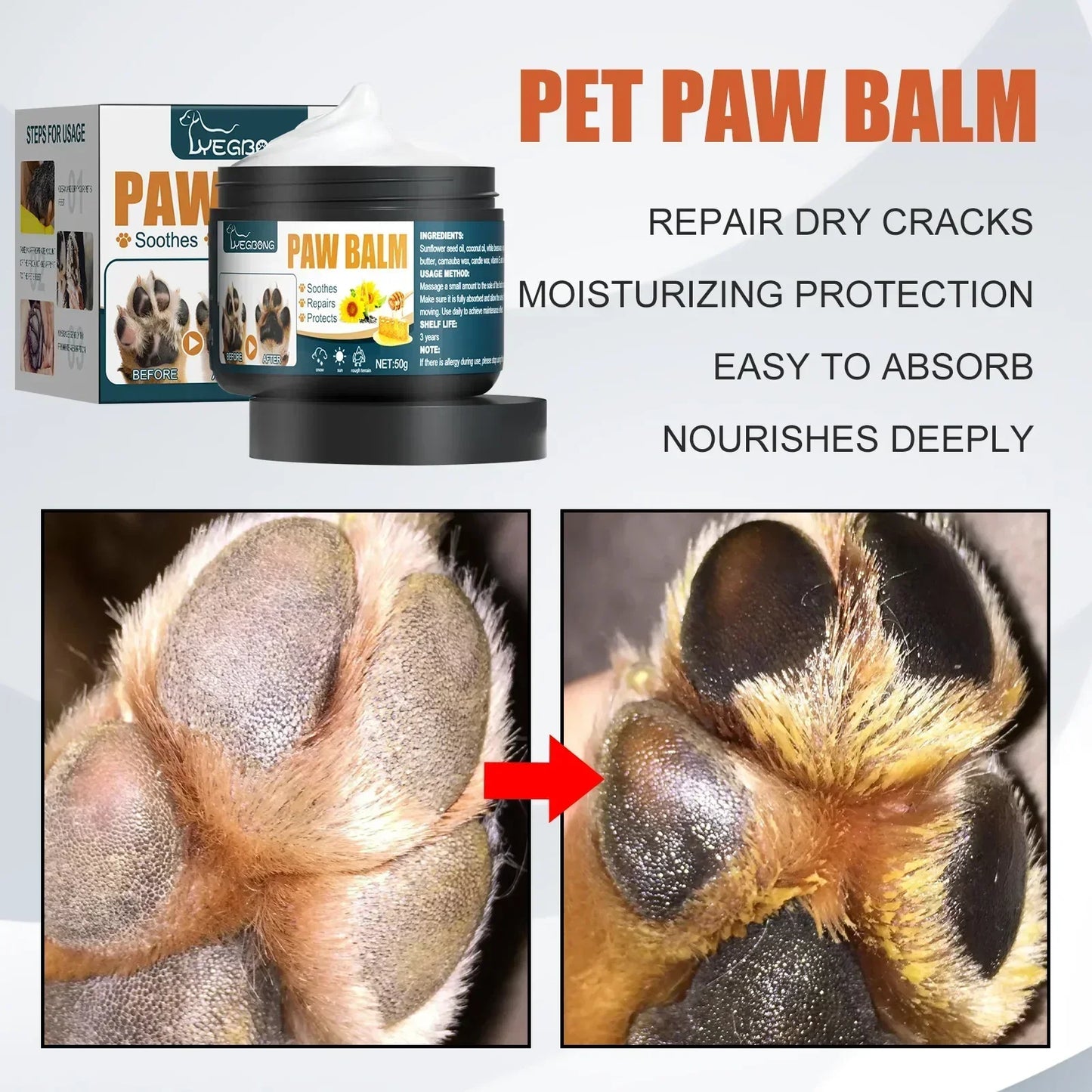 Pet Paw Balm Natural Pet Care Soother Moisturizer Cream Repair Dry Cracking Skin