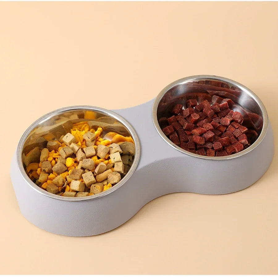 Stainless Steel Double Pet Bowl – Food & Water Dish - Pawsitive Cuddles