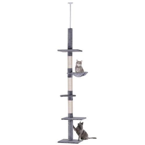 9-Foot Adjustable Floor-to-Ceiling Cat Tree - Pawsitive Cuddles