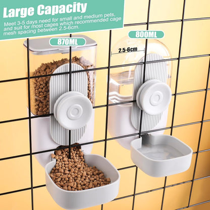 Hanging Automatic Pet Feeder & Water Dispenser Set For Cages