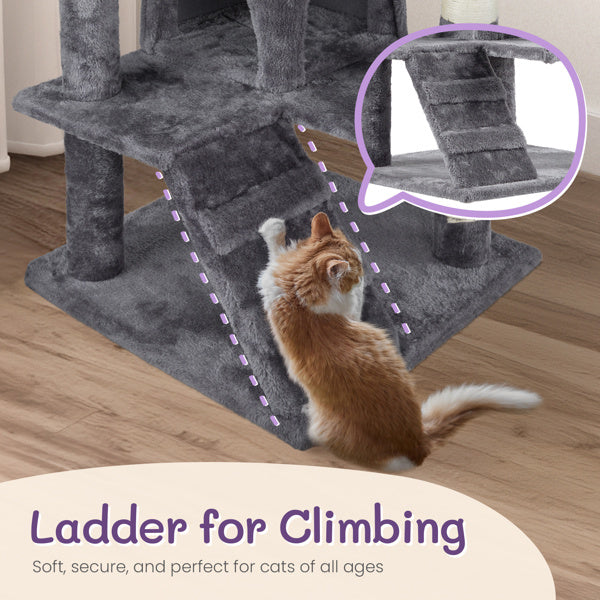 53-Inch Multi-Level Cat Climbing Tree - Pawsitive Cuddles