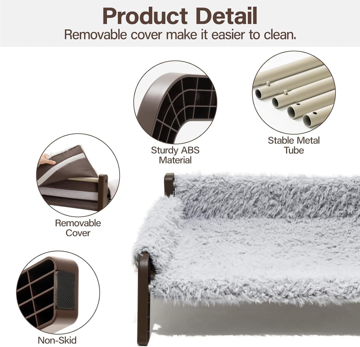 Raised Cat & Small Dog Couch with Washable Cover - Pawsitive Cuddles