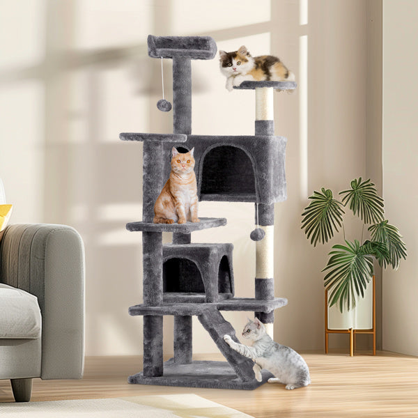 53-Inch Multi-Level Cat Climbing Tree - Pawsitive Cuddles