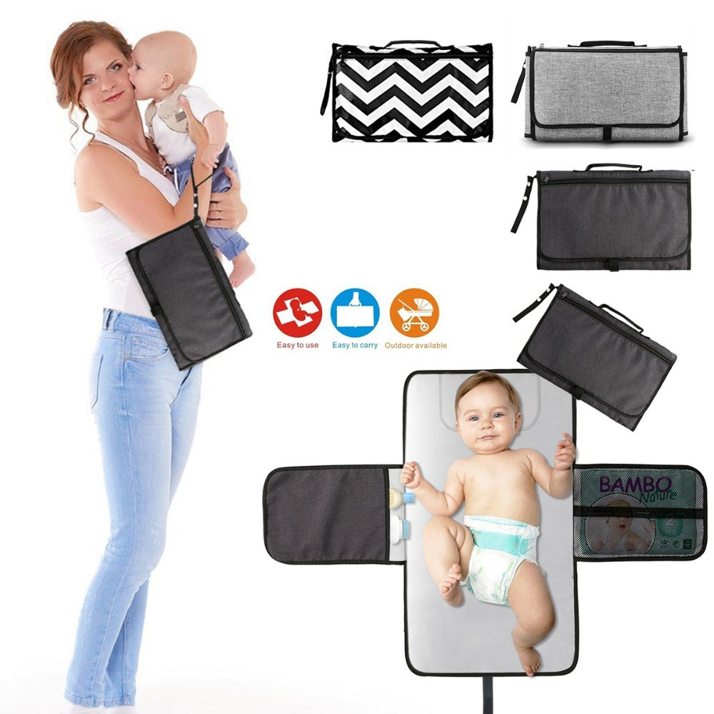 Baby Portable Foldable Washable Compact Travel Nappy Diaper Changing Mat Waterproof Baby Floor Mat Change Play Mat & Storage Bag - Click Mart