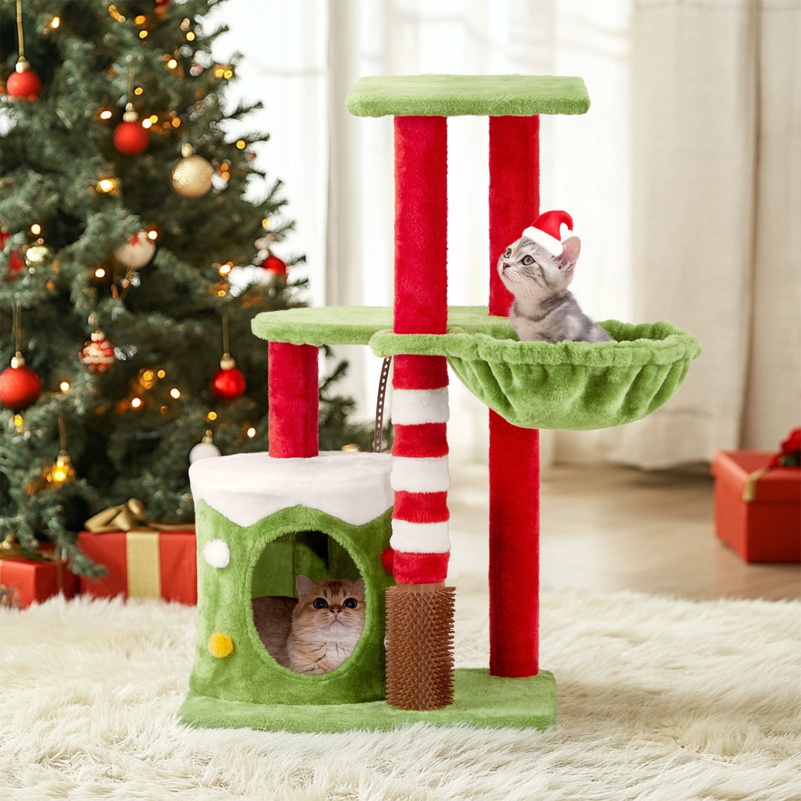 2-Level Cat House with Hammock - Pawsitive Cuddles