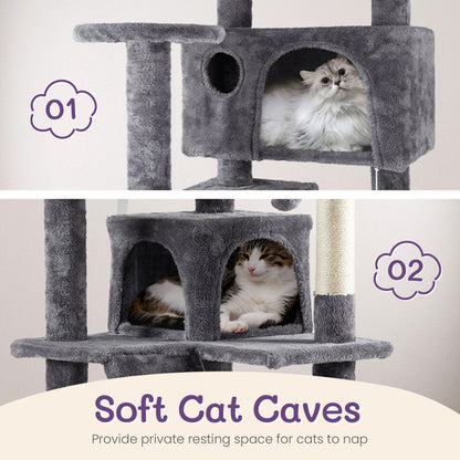 53-Inch Multi-Level Cat Climbing Tree - Pawsitive Cuddles